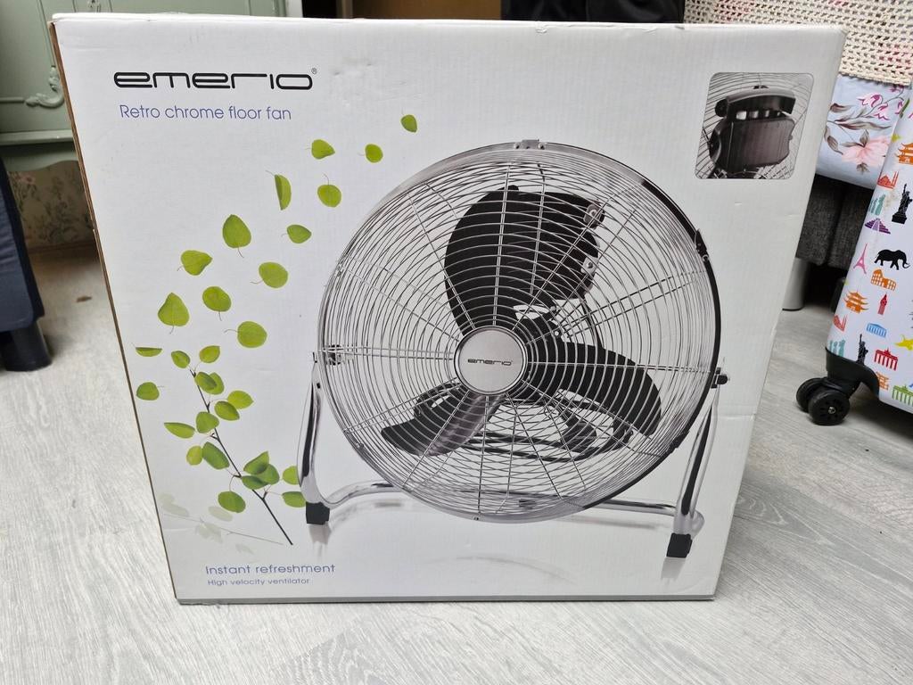 Emerio Retro chrome vloerventilator, Witgoed en Apparatuur, Ventilatoren, Ophalen of Verzenden