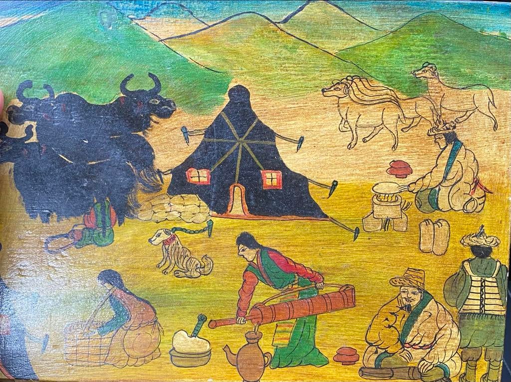 Uniek Mongools kunstwerk: Scène uit het nomadenleven, Antiek en Kunst, Kunst | Niet-Westerse kunst, Ophalen