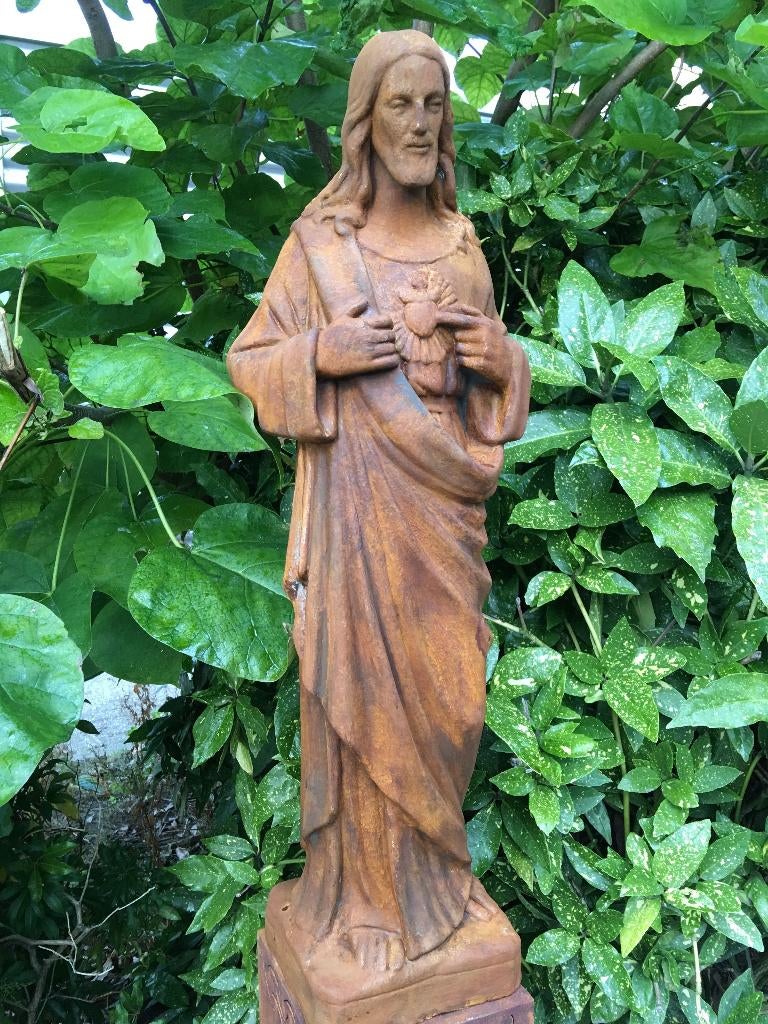Jezus heilig hart beeld, volle steen, kleur oxide, Ophalen of Verzenden