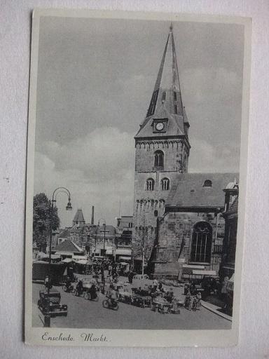 P182 Enschede - Markt, Verzenden, 1940 tot 1960, Gelopen, Overijssel