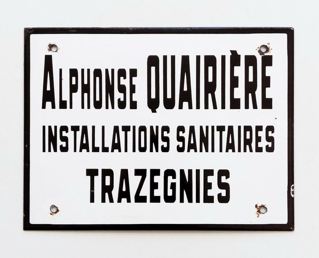 Oud emaille bord reclamebord installatiebedrijf België, Verzenden