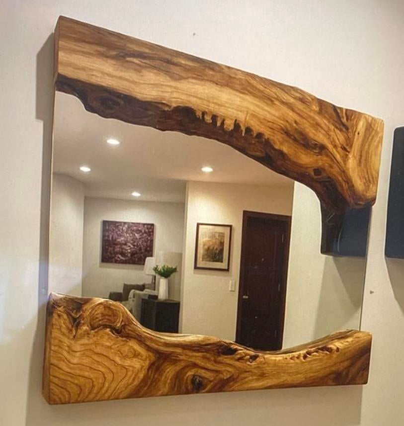 Unieke handgemaakte spiegels van boomstam hout op maat, 1771sn, Nieuw, Ophalen of Verzenden, De houtsmid