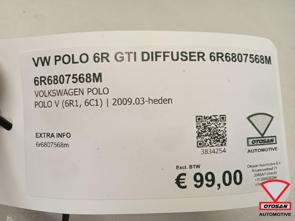 VW Polo 6R GTI Diffuser 6r6807568m, Gebruikt, Volkswagen, Volkswagen AG, Bumper