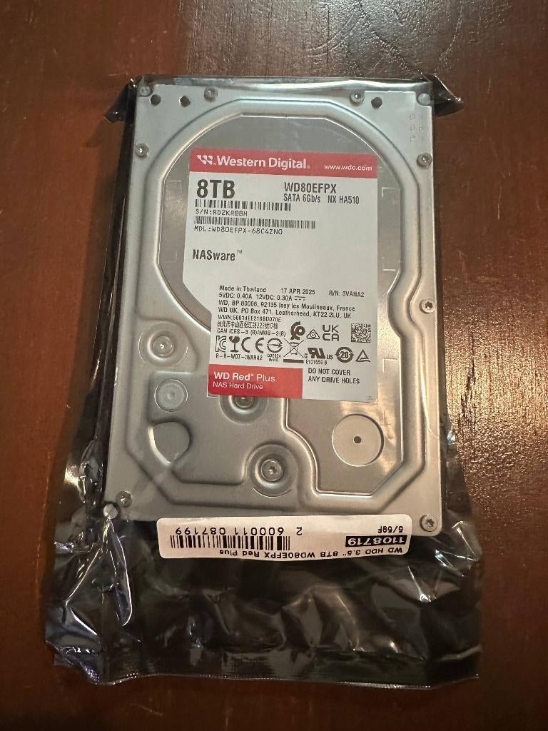 WD Red Plus 8TB NAS HDD's | gloednieuw, Computers en Software, Harde schijven, Intern, HDD, Nieuw, Ophalen of Verzenden