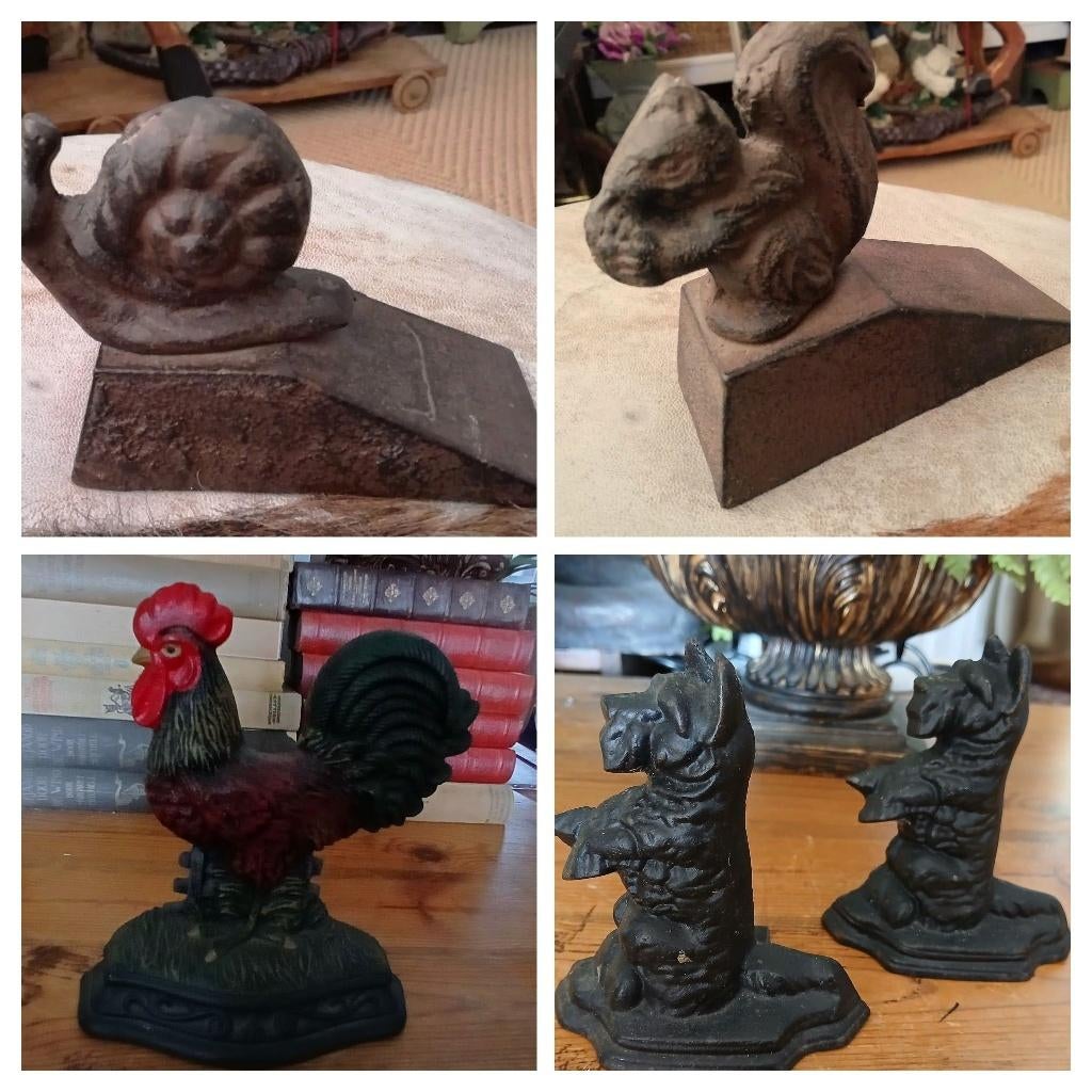 Gietijzer deurstopper wig slak eekhoorn haan terrier hond, Antiek en Kunst, Ophalen of Verzenden