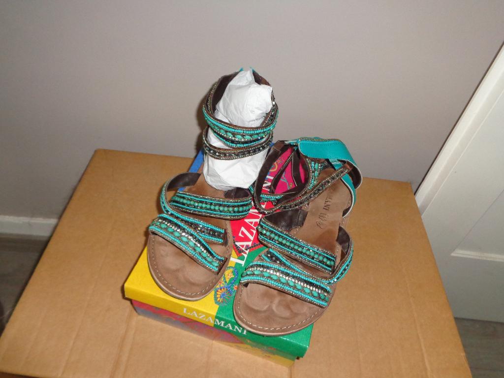 dames trendy gladiator sandaal van Lazamani, maat 41, Blauw, Zo goed als nieuw, Sandalen of Muiltjes, Ophalen of Verzenden