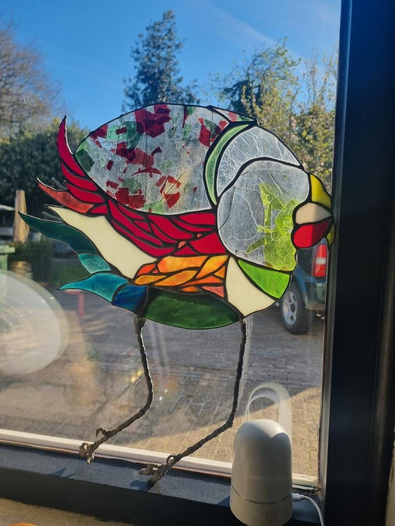 Vogel in glas en lood, Antiek en Kunst, Kunst | Overige Kunst, Ophalen of Verzenden