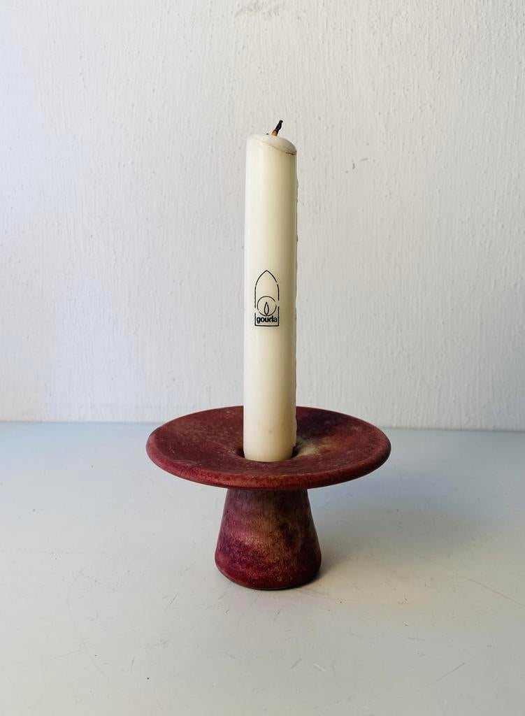 Mobach keramiek rode kandelaar , jaren 70