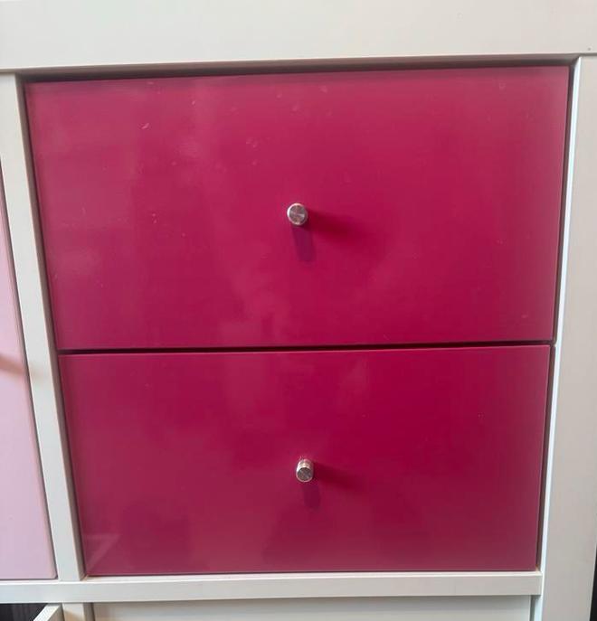 Kallax inzet Ladekast hoogglans 2 donker roze, Ophalen, Overige materialen, Minder dan 50 cm, Gebruikt