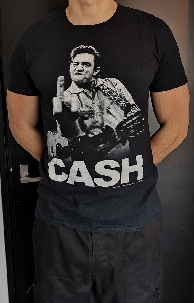Johnny Cash T-shirt | Maat M, Maat 48/50 (M), Zwart, Ophalen of Verzenden, Gedragen