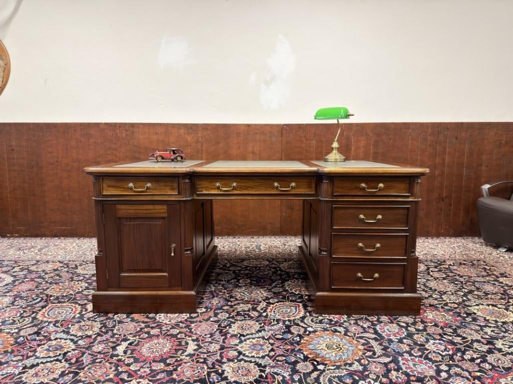 Klassiek Engels Chesterfield Bureau Partnerdesk, Ophalen