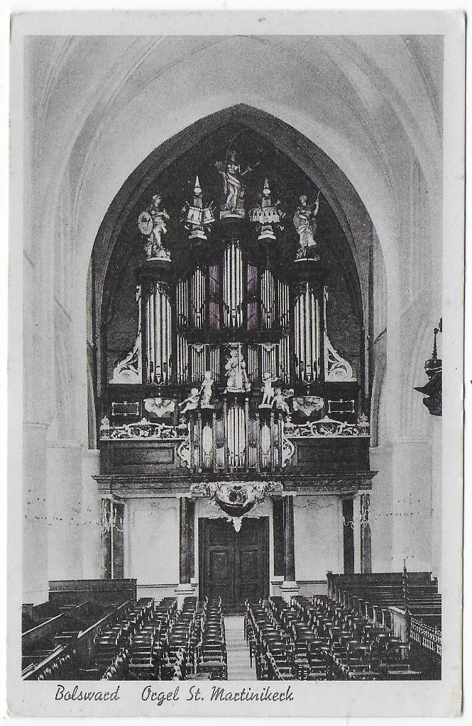 Bolsward Orgel St Martinikerk Ongelopen Ansichtkaart B6774, Ophalen of Verzenden, 1960 tot 1980, Gelopen, Friesland