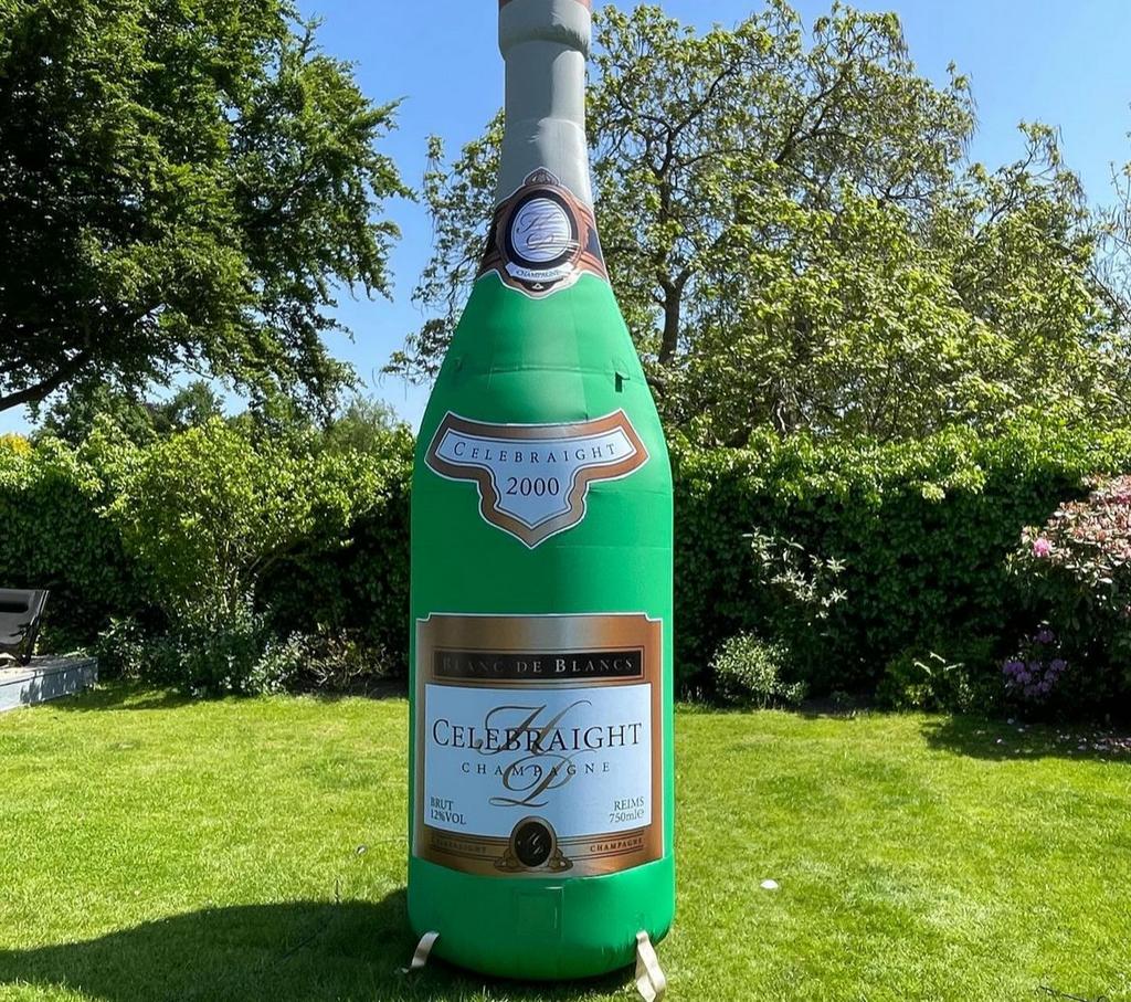 Te koop!! Opblaas Champagnefles Ooievaar Abraham sarah etc.., Ophalen, Zo goed als nieuw, Abraham of Sarah