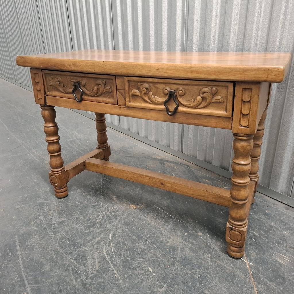 Antiek brocante | Massief houten tafel tafeltje bijzettafel, Ophalen