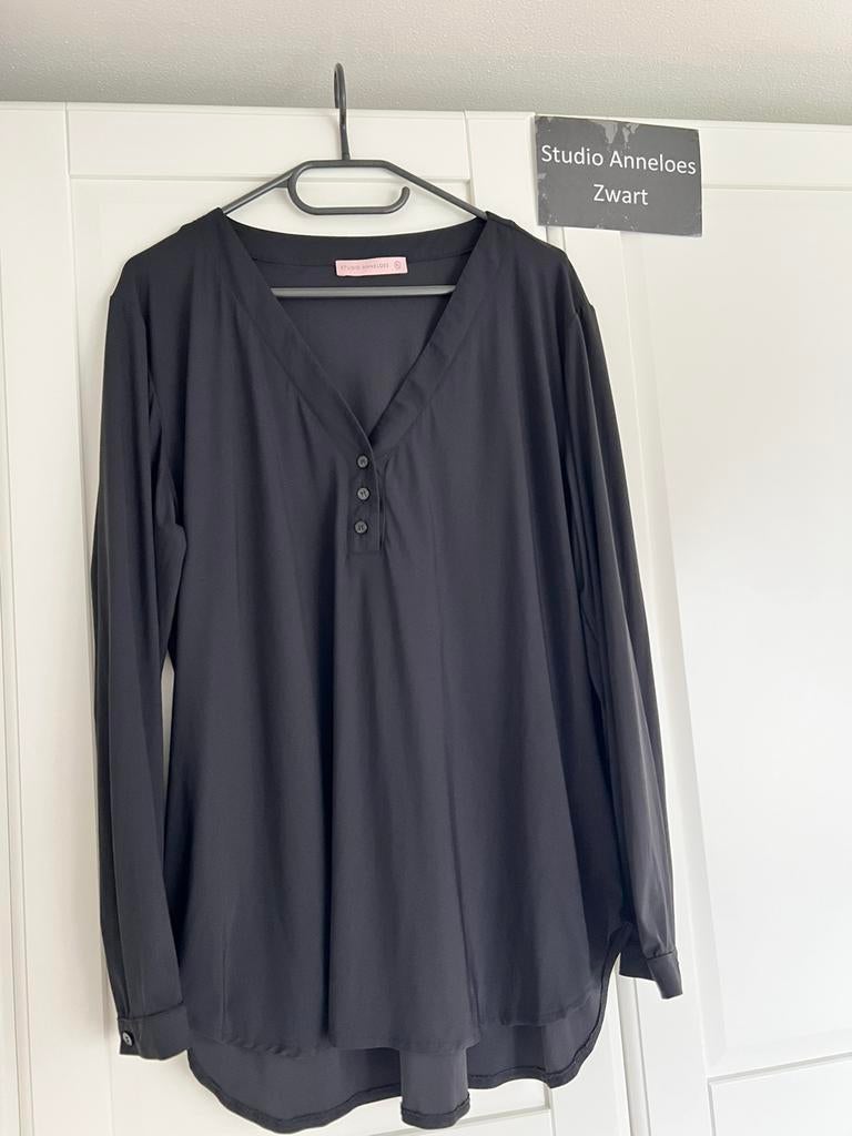 Studio anneloes evi blouse XL zwart travelstof, Zwart, Maat 46/48 (XL) of groter, Ophalen of Verzenden, Zo goed als nieuw