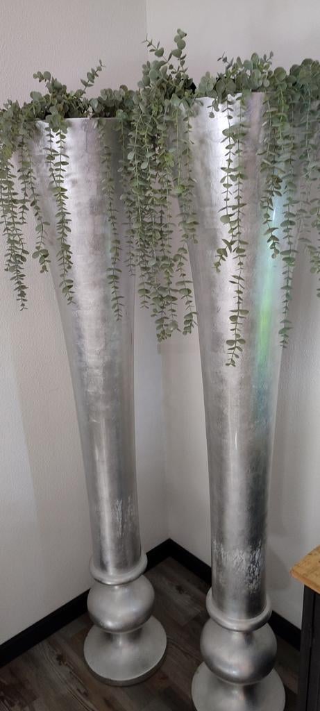 2 design vloervazen bladzilver DK Home made in Vietnam, Huis en Inrichting, Ophalen, Zo goed als nieuw