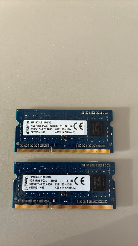 Ram 4GB DDR3L x2, Computers en Software, RAM geheugen, Ophalen of Verzenden, Zo goed als nieuw, DDR3, Laptop