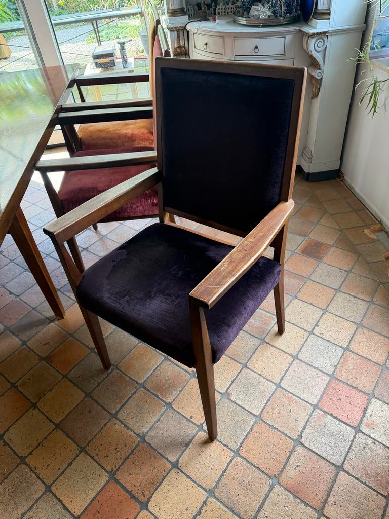 Gebruikte eettafel met stoelen - 220x90x72 cm, Huis en Inrichting, Tafels | Eettafels, Ophalen, Gebruikt, Klassiek, 200 cm of meer