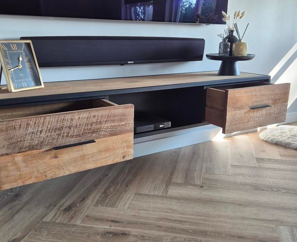 Must Living elemental tv meubel, Ophalen, 100 tot 150 cm, Teakhout, Zo goed als nieuw