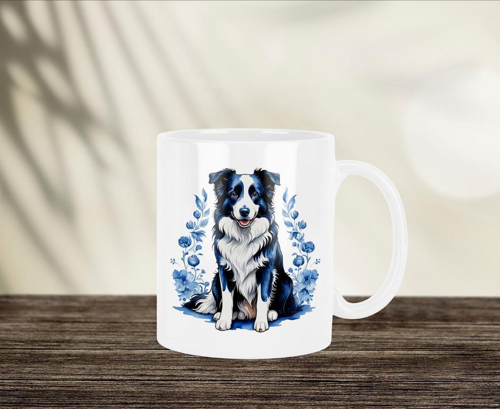 Border Collie Delfts Blauwe mok, Verzenden, Keramiek, Nieuw, Overige stijlen