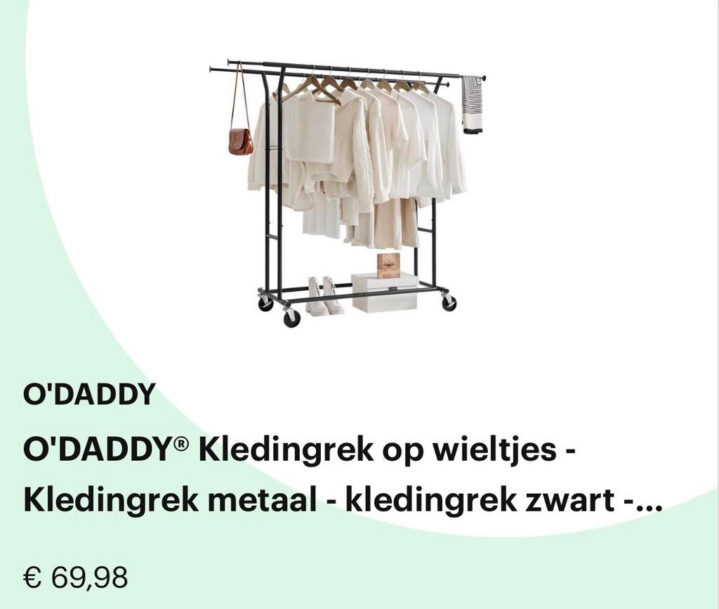 Kledingrek op wielen, Kleding | Dames, Kledingrekken, Ophalen, Nieuw