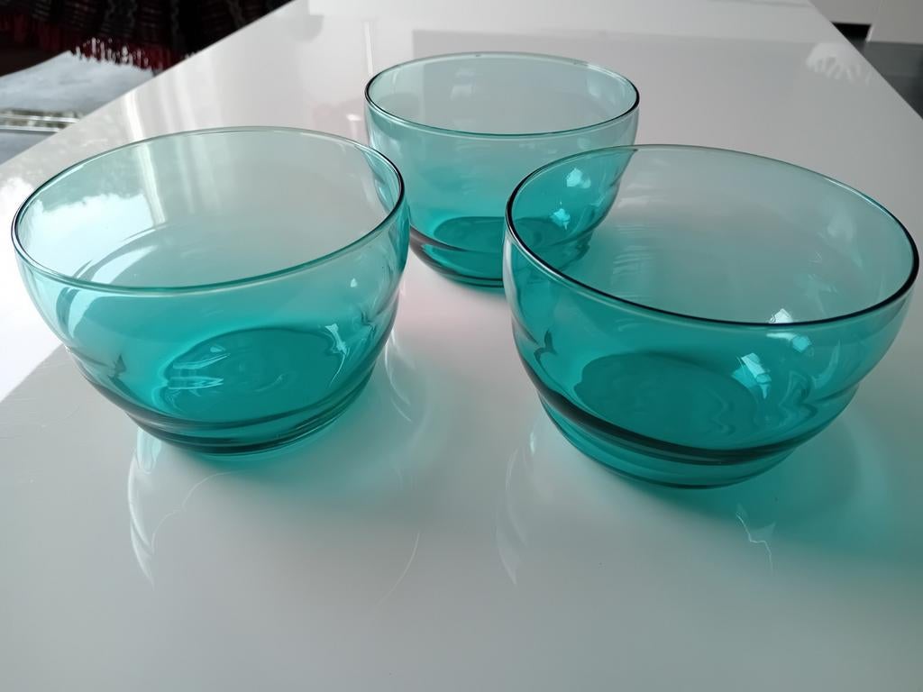 3 prachtige IKEA Skoja groene sereal bowls/ kommen zeldzaam, Overige typen, Ophalen of Verzenden, Overige stijlen, Glas
