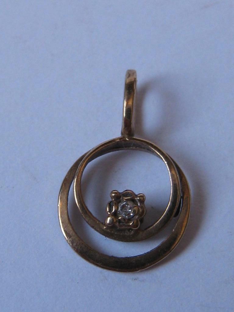 GOUD- GOUDEN HANGERTJE m. BRILJANTJE, Gebruikt, Overige voorstellingen, Verzenden, Met edelsteen