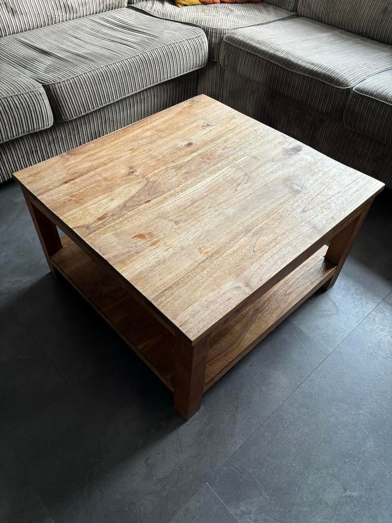 Teakhouten salontafel met opbergruimte, Ophalen, Gebruikt, 50 tot 100 cm, Minder dan 50 cm