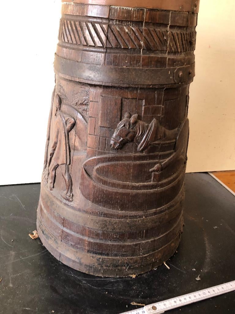 Antieke Paraplubak eiken met rondom snijwerk, Ophalen of Verzenden