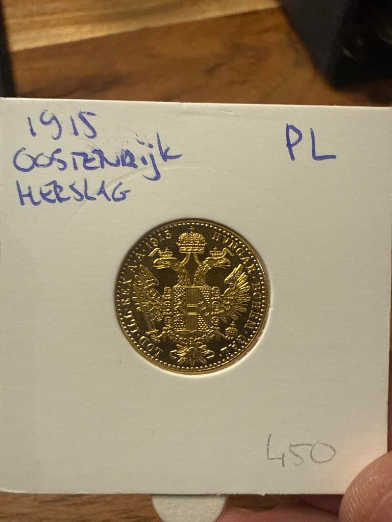 1915 Oostenrijkse gouden munt, herslag, Ophalen of Verzenden, Oostenrijk, Losse munt, Goud