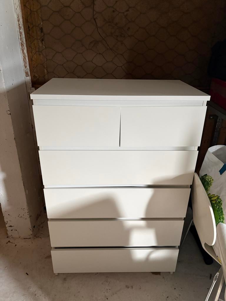 IKEA Malm Ladekast Wit - 6 lades, Ophalen, Gebruikt, 5 laden of meer, 100 tot 150 cm