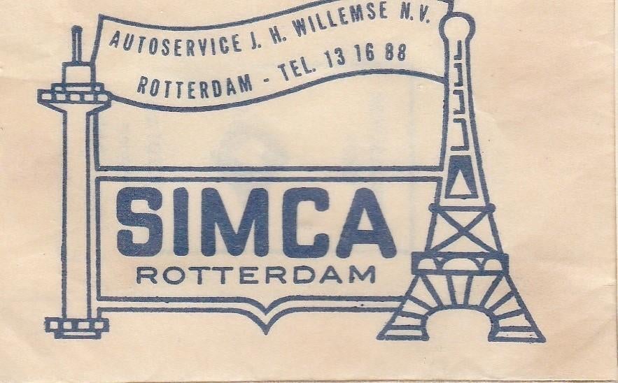 SIMCA Willemse Rotterdam - autoservice Eiffeltoren Euromast, Ophalen of Verzenden