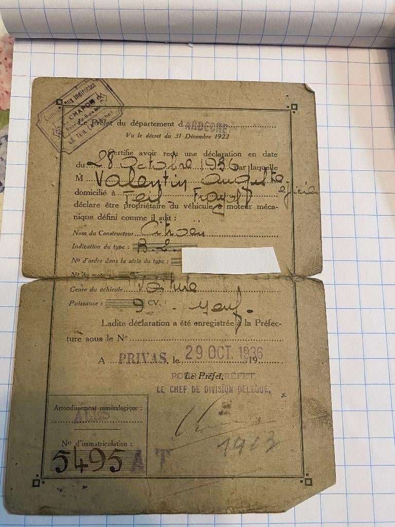 Carte grissen van vooroorlogse citroen b2 oldtimer, Ophalen of Verzenden