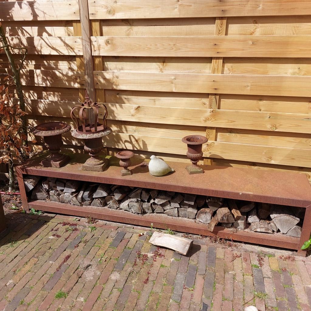 Cortenstaal Houtopslag - 200x35x35 cm, Minder dan 3 m³, Ophalen, Blokken