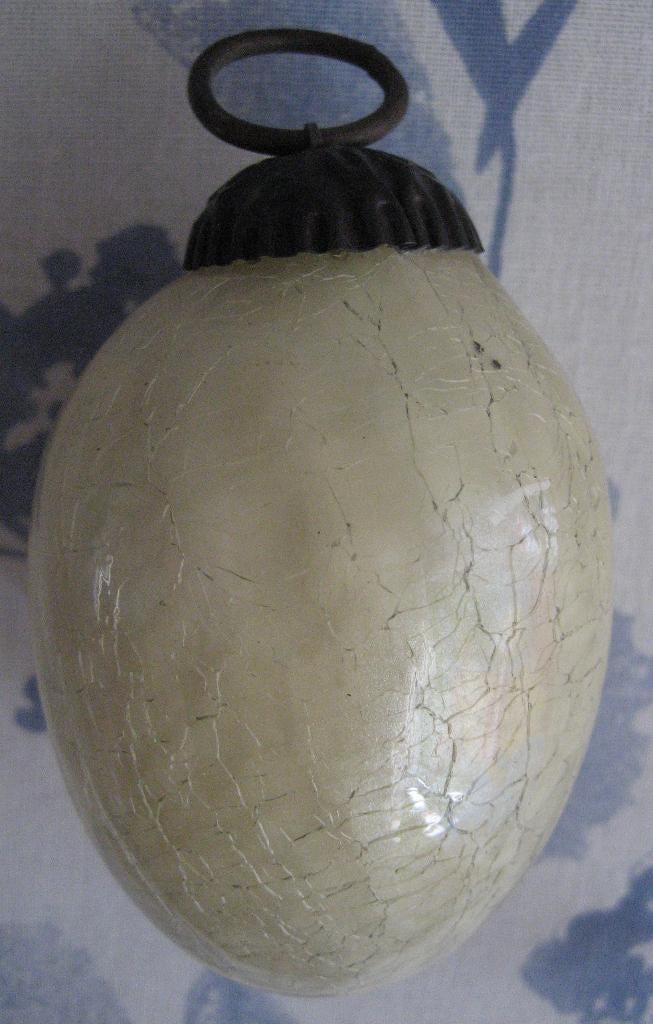 Vintage craquelé kerstbal, creme, glas., Ophalen of Verzenden, Zo goed als nieuw