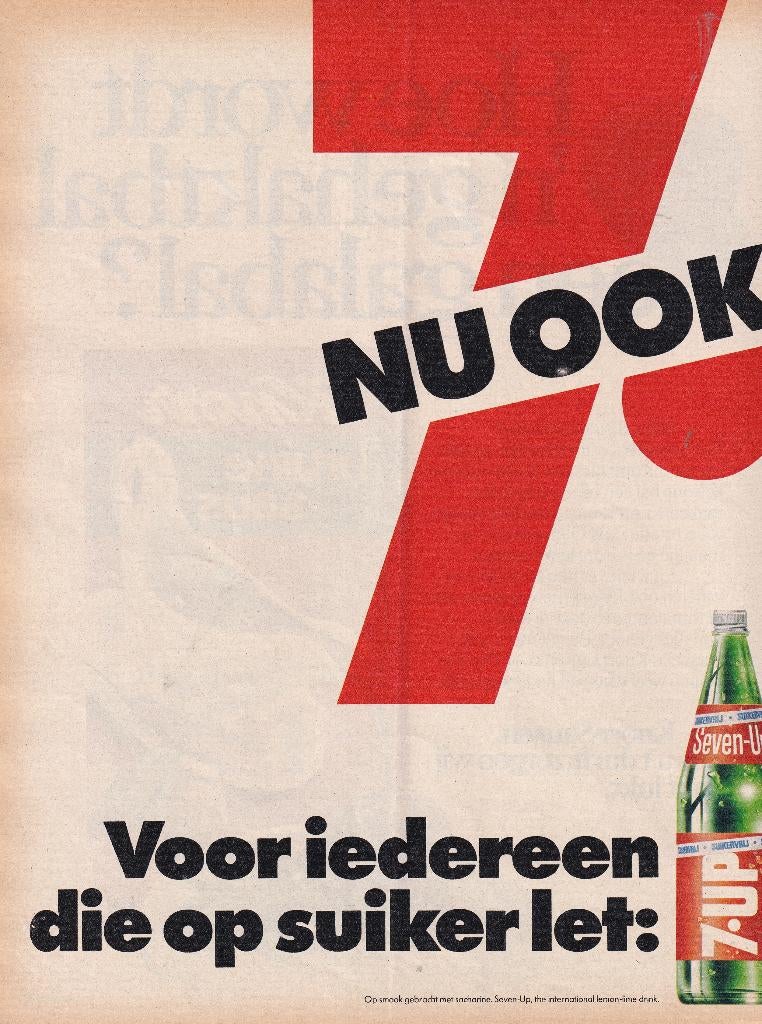 Retro reclame 1975 7Up Seven-Up frisdrank nu ook rood, Verzamelen, Verzenden, Overige typen