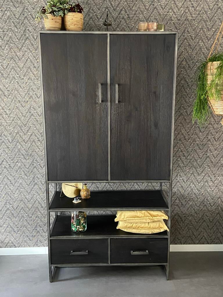 Stijlvolle Kast Woonkamer - 200x100x42cm - 2 Deuren, 2 Lades, Huis en Inrichting, Kasten | Overige, Ophalen, Zo goed als nieuw