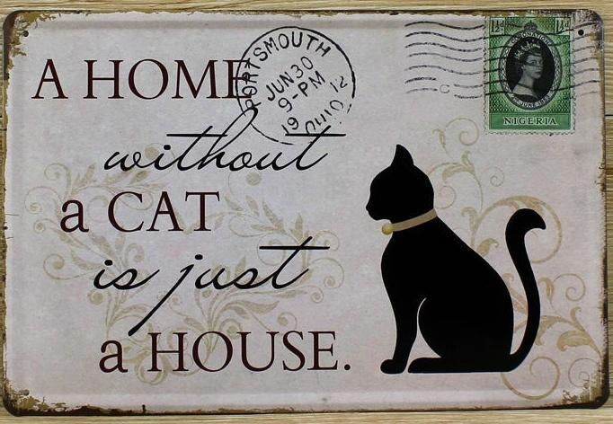 wandbord / vintage tekstbord 30x20 cm / hond of kat - nieuw, Ophalen of Verzenden, Nieuw