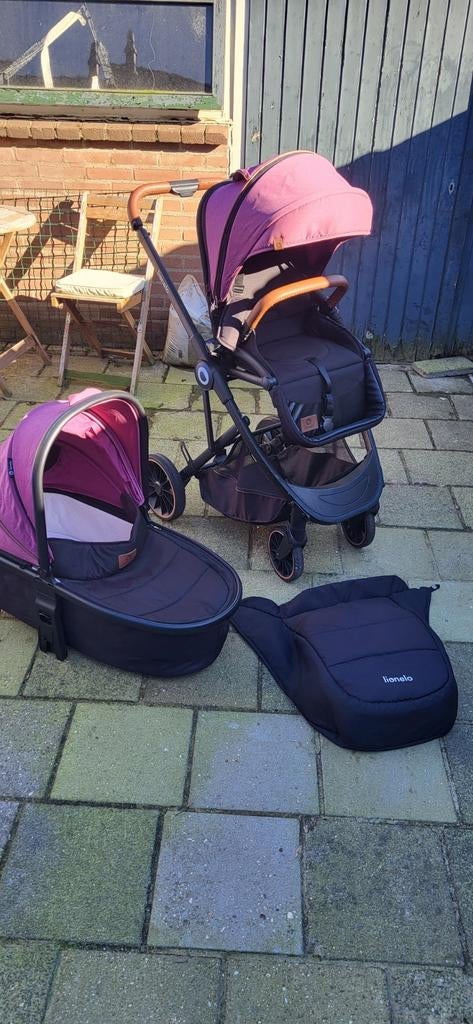 Kinderwagen Lionelo paars, Gebruikt, Verstelbare duwstang, Combiwagen, Ophalen