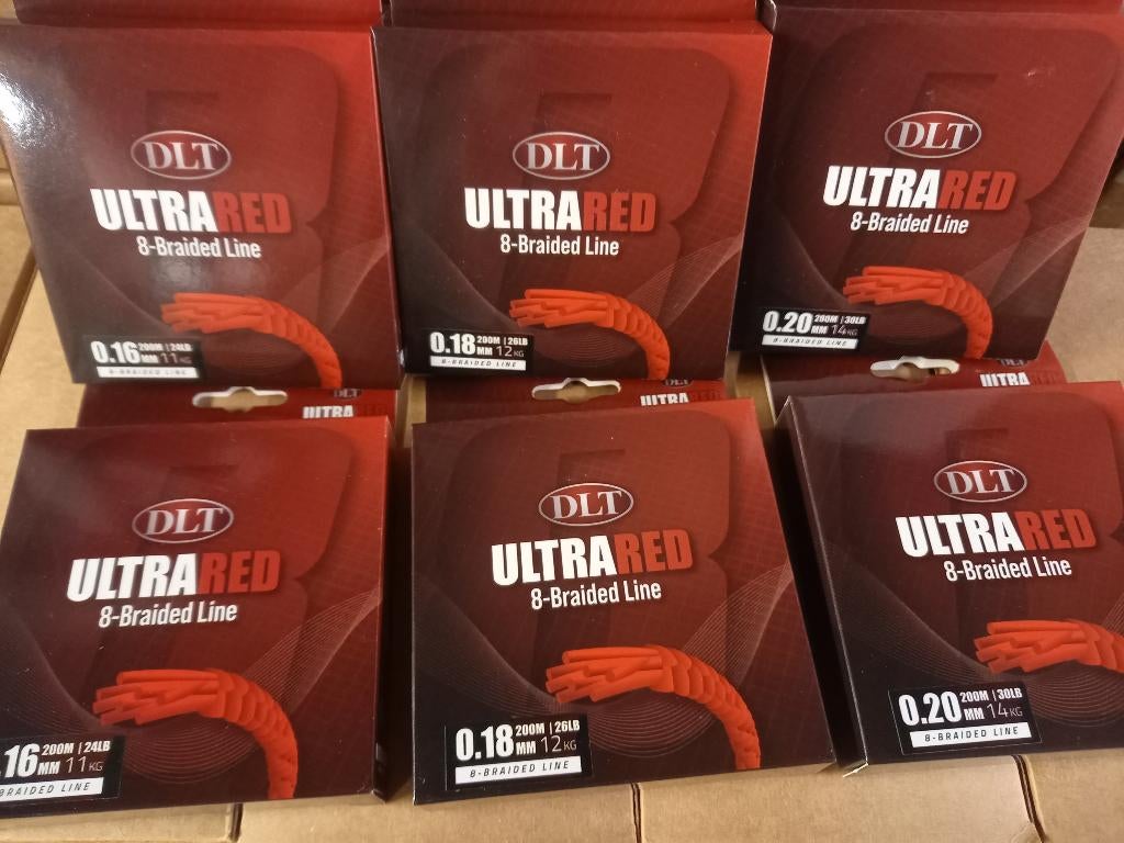 200m spoelen X8 UltraRed gevlochten lijnen (diverse maten), Info@hengelsportleon.nl, Nieuw, Vislijn, Houtwijk