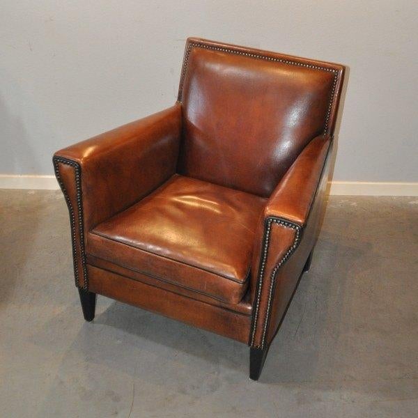 Marielle, schapenleren fauteuil in nieuwstaat., Ophalen of Verzenden, Zo goed als nieuw, 50 tot 75 cm, Leer