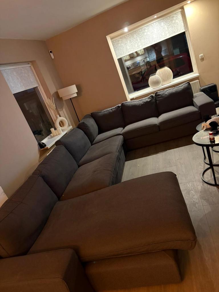 Donkergrijze U-bank, Ophalen of Verzenden, Gebruikt, Stof