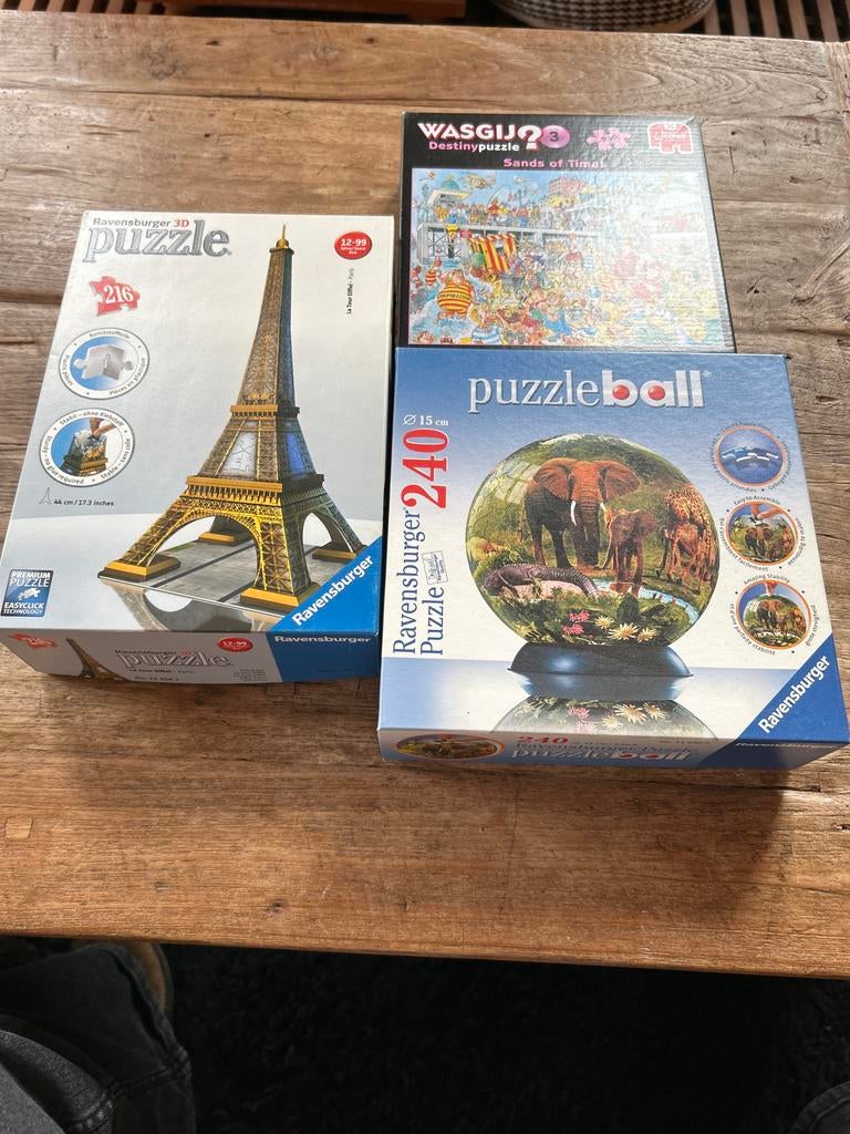 Wasgij, Puzzleball & Eiffeltoren 3D Puzzel, Ophalen, 500 t/m 1500 stukjes, Gebruikt, Legpuzzel
