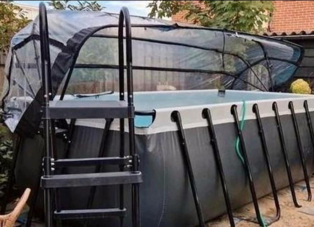 Zwembad 2x4 mtr met overkapping, pomp en trap, 200 tot 300 cm, Zo goed als nieuw, Opzetzwembad, 200 tot 400 cm