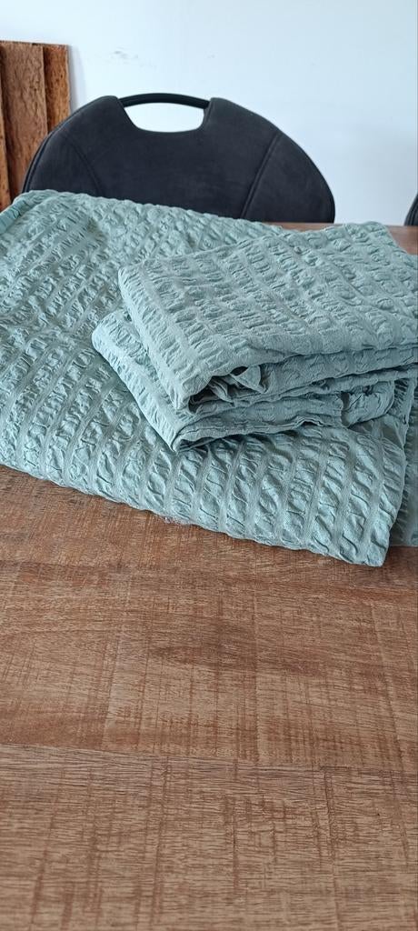 Groen lits jumeax dekbedovertrek met wafelstructuur, Eenpersoons, Dekbedovertrek, Ophalen of Verzenden, Zo goed als nieuw