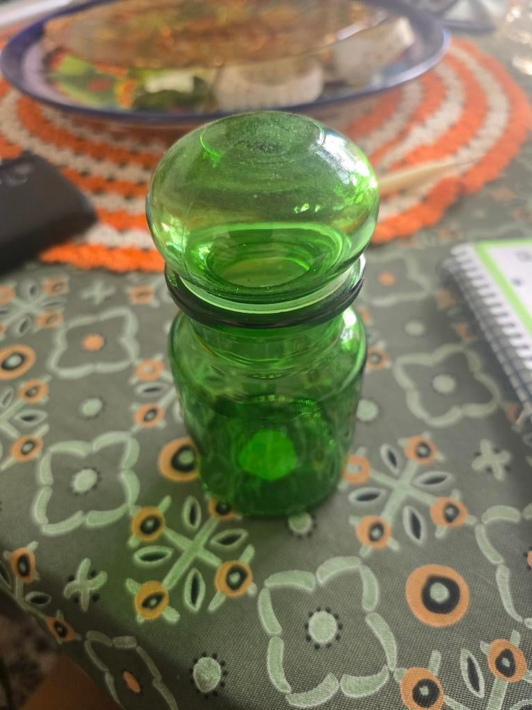 Vintage groene glazen apothekerspot, Ophalen of Verzenden