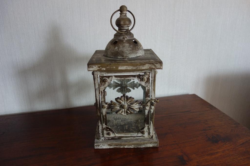 Lantaarn tuin metaal antiek look, Gebruikt, Staande lamp, Ophalen of Verzenden, Netvoeding