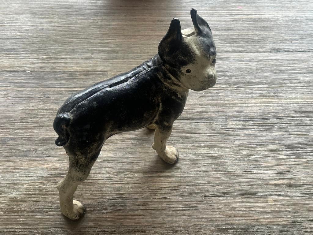 Hubley spaarpot 1910, gietijzer Boston Terrier, Ophalen of Verzenden, Gebruikt, Metaal of Blik, Dier