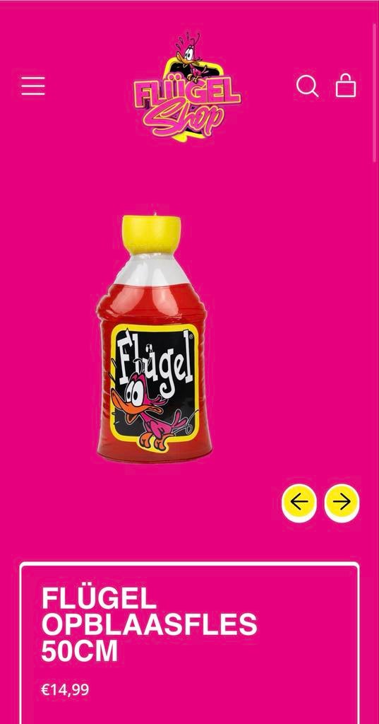 Flügel opblaasfles 50cm, Ophalen of Verzenden, Nieuw