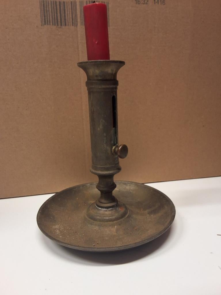 Oude verstelbare bronzen blaker, 18cm, Antiek en Kunst, Antiek | Kandelaars, Ophalen of Verzenden